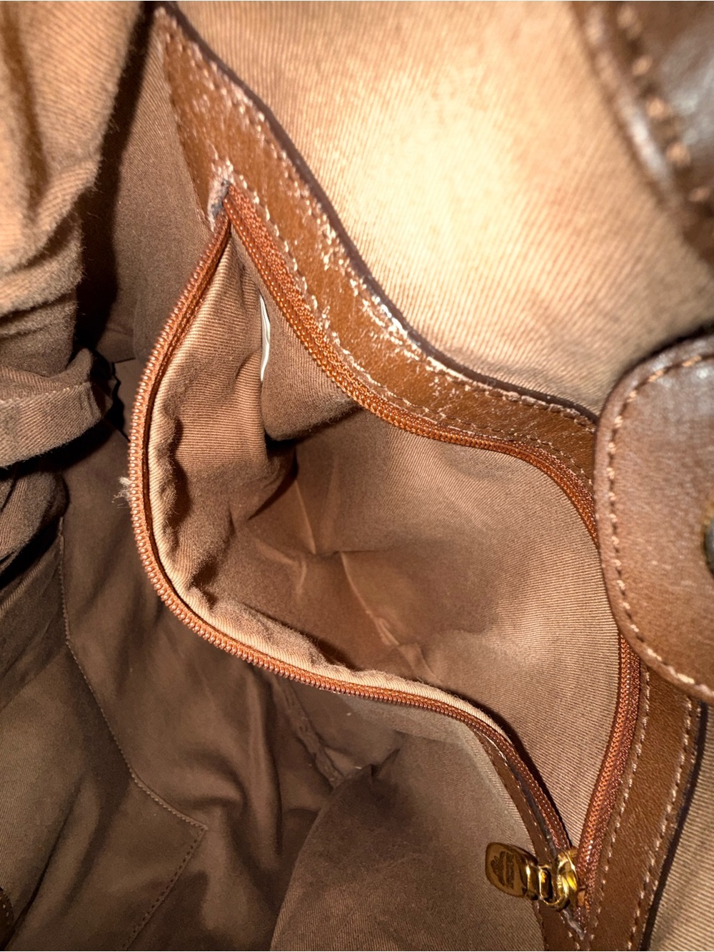 MCM Cognac Leather Tote with Dark Brown Handles - Picture 7 of 16